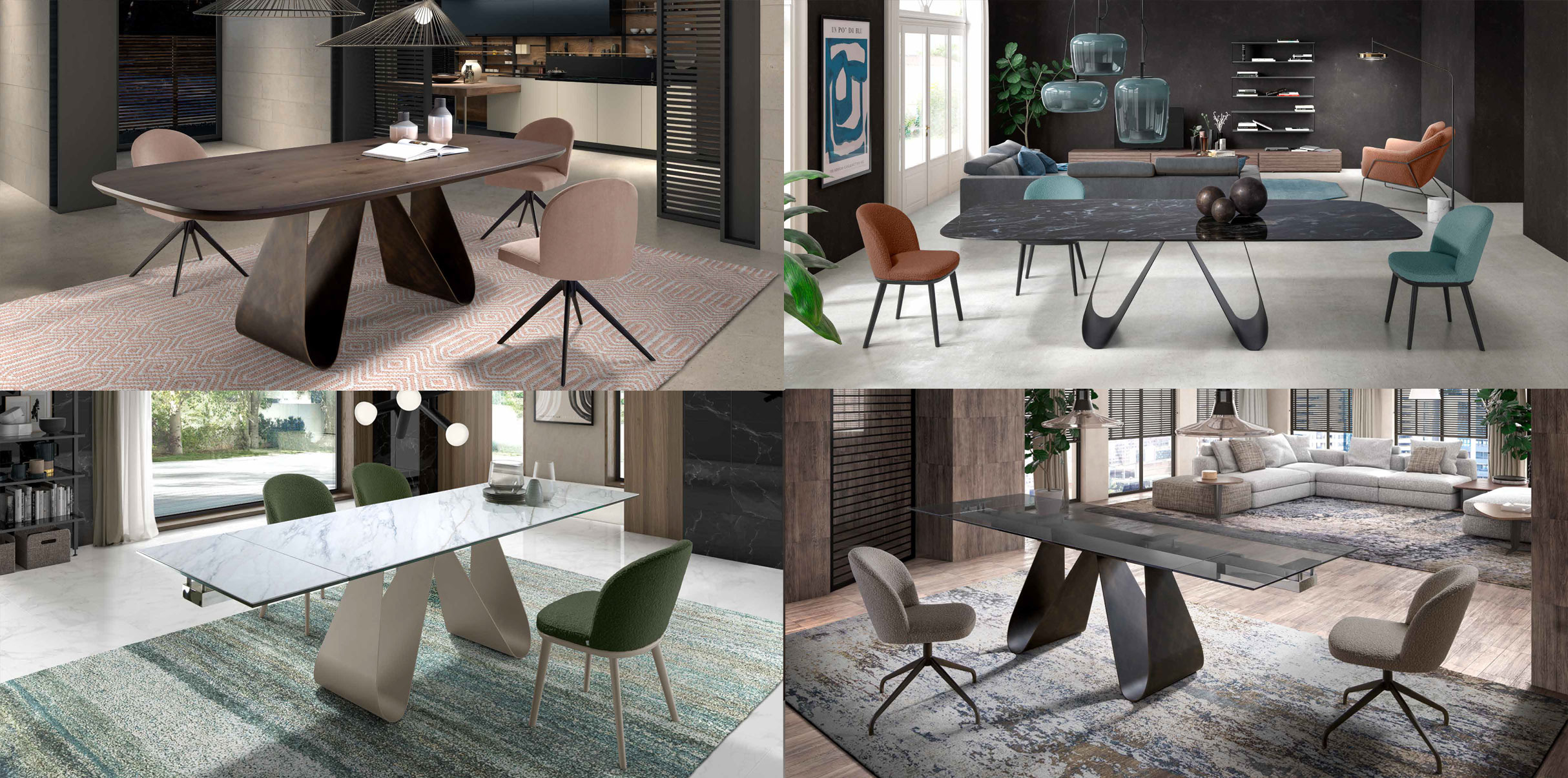 Dining Room Furniture Marble-Look Tables Papallona Dining tables with Wendy chairs
