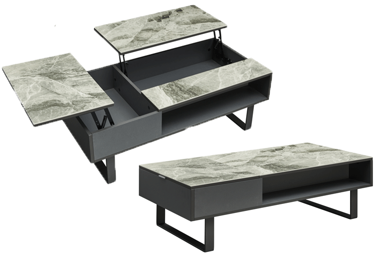 Living Room Furniture Reclining and Sliding Seats Sets 1388 Coffee Table w/ storage Grey