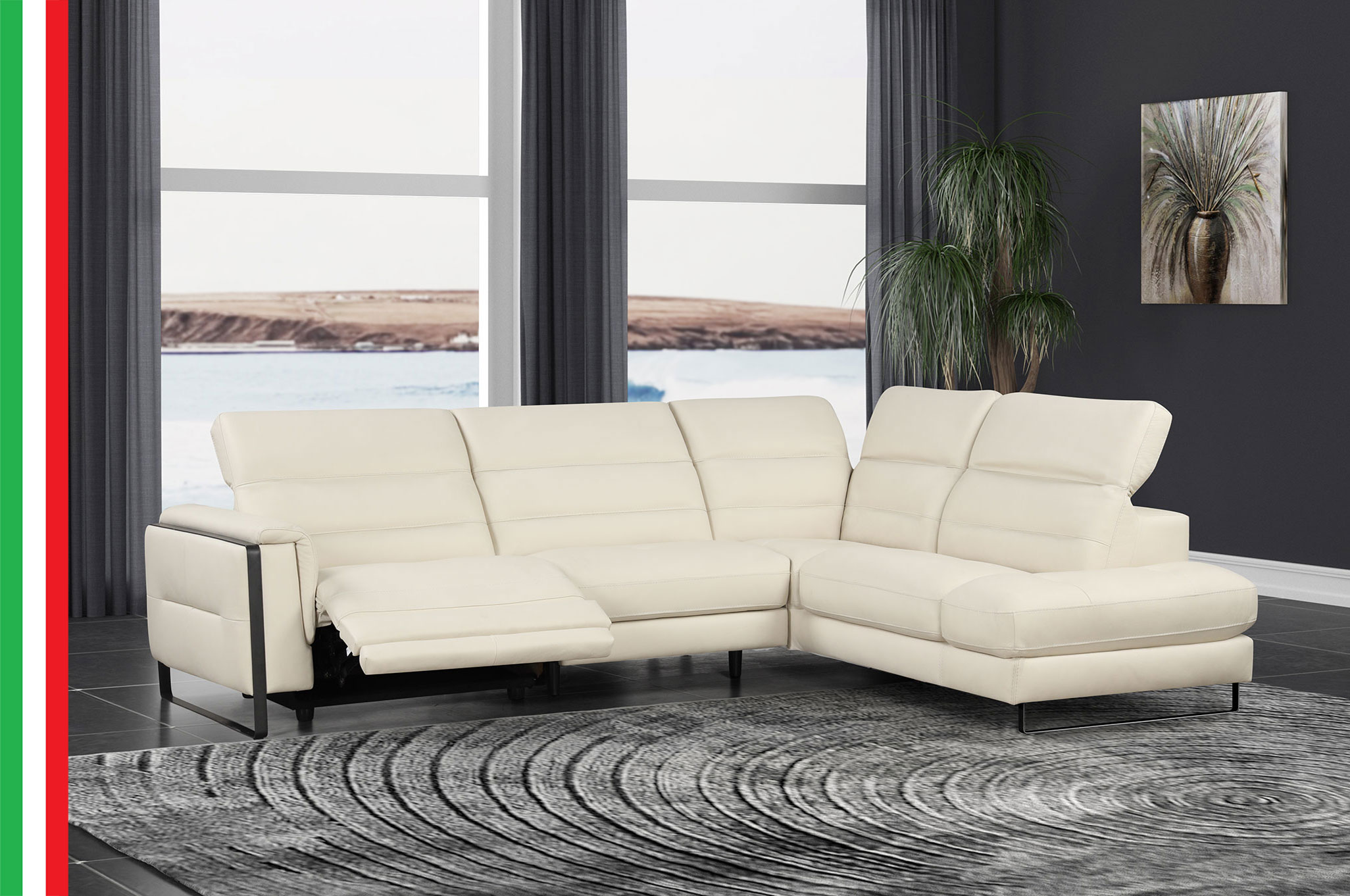 Living Room Furniture Reclining and Sliding Seats Sets Eminence Sectional w/ recliner