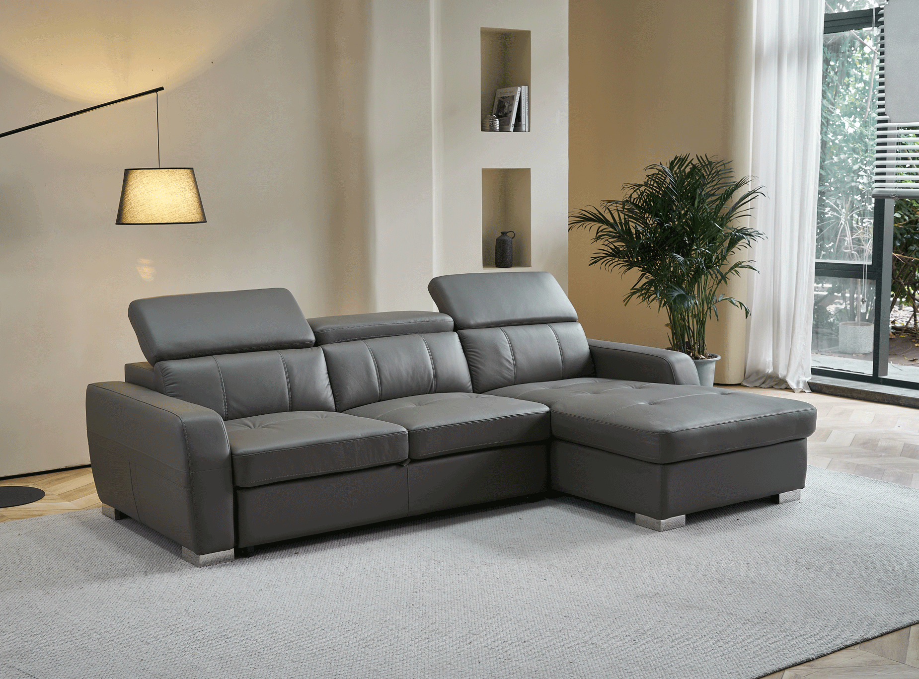 Brands Kuka Home 1822 GREY Sectional Right w/Bed