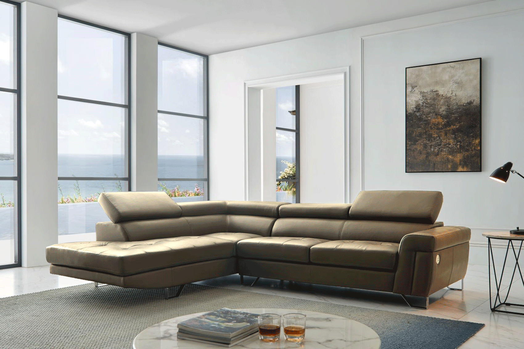 Living Room Furniture Rugs 1807 Sectional Left Taupe