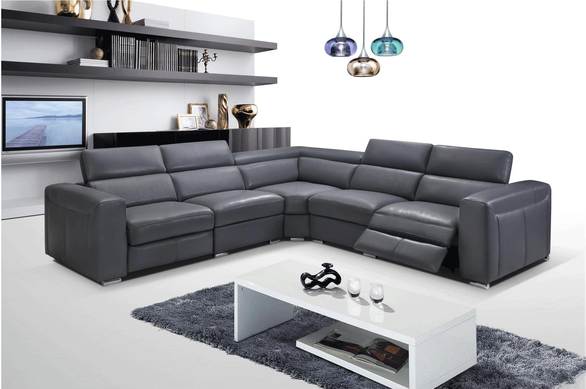 Living Room Furniture Coffee and End Tables 2919 Sectional w/ recliners