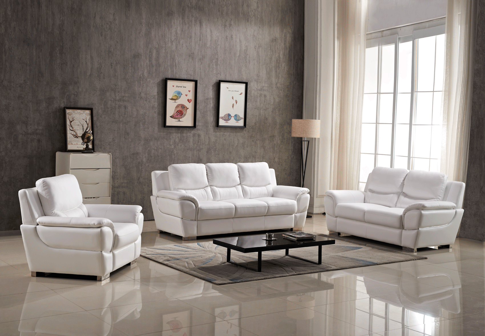 Living Room Furniture Rugs 4572 Sofa Only White