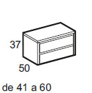Wall-mounted drawer unit with 2 drawers 50