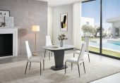 2417 Marble Table White with 3405 White Chairs