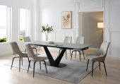 9189 Table with 1239 swivel beige chairs